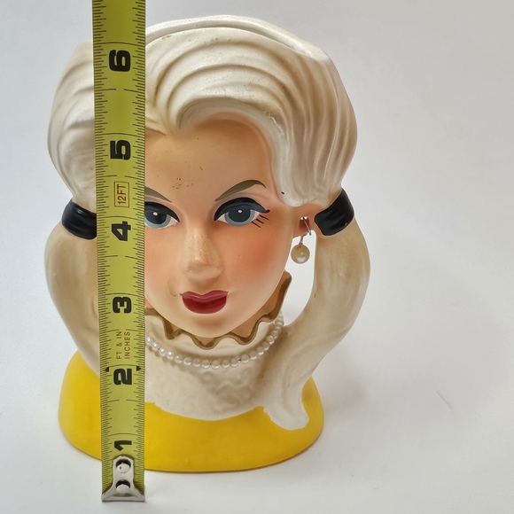 Vtg Rubens Lady Head Vase 4129 Blonde Pig Tails Pearl Jewelry Sam From Bewitched - Picture 6 of 7